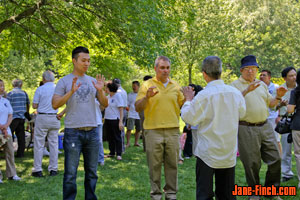 Paul Nguyen and Anthony Perruzza practicing tai chi