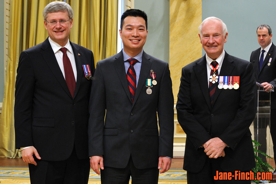 Prime Minister Stephen Harper, Paul Nguyen and Governor General David Johnston