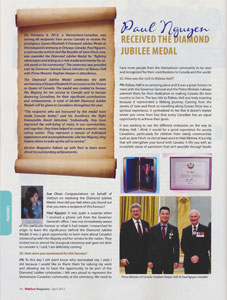 Vietsun Magazine - Paul Nguyen Receives the Diamond Jubilee Medal 