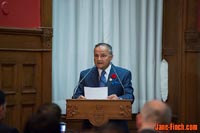 National Ethnic Press and Media Council of Canada President, Thomas Saras, gives remarks at Queen's Park
