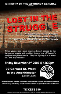 Poster of the United Way screening of Lost in the Struggle 
